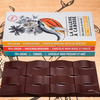 Pack de 3 tablettes de chocolat noir de Colombie : Tumaco, Sierra Nevada, Hacienda Morumbi