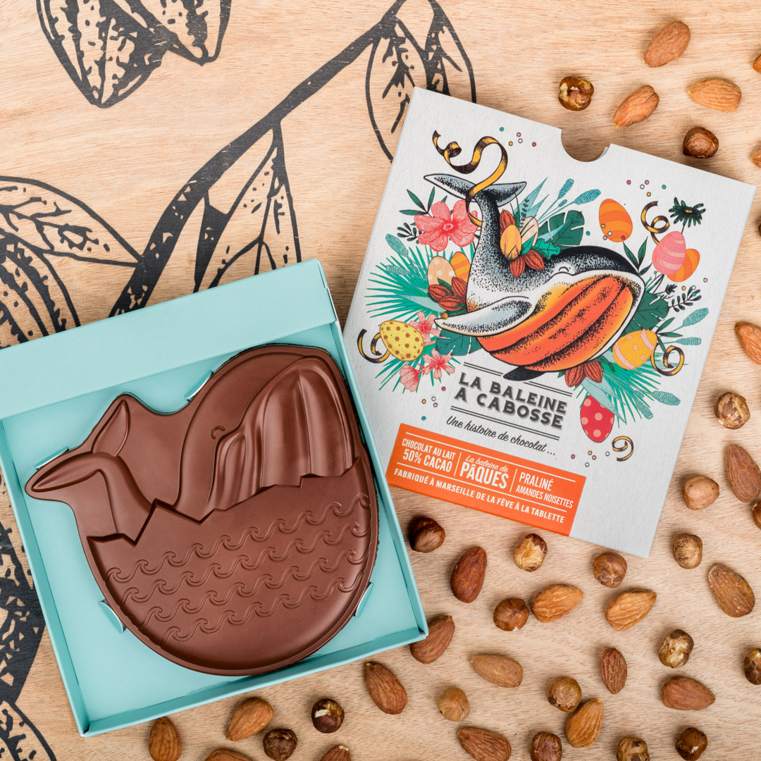 Baleine de Pâques chocolat au lait fourrée au praliné amandes & noisettes du Piémont 1 Baleine de Pâques chocolat au lait fourrée au praliné amandes & noisettes du Piémont