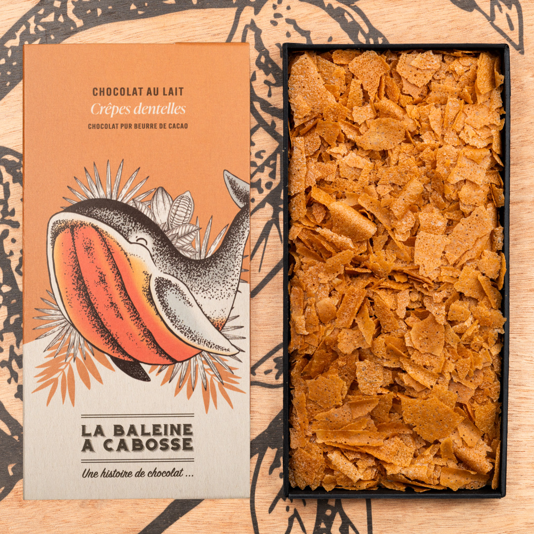 Tablette de Chocolat au lait 50% de cacao & Crêpes dentelle 1 Tablette de chocolat au lait et crêpes dentelle
